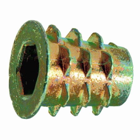 Midwest Fastener Hex Drive Threaded Insert, M6 Int Thrd Sz, 13 mm L, Zinc Alloy, Brass, 8 PK 32765